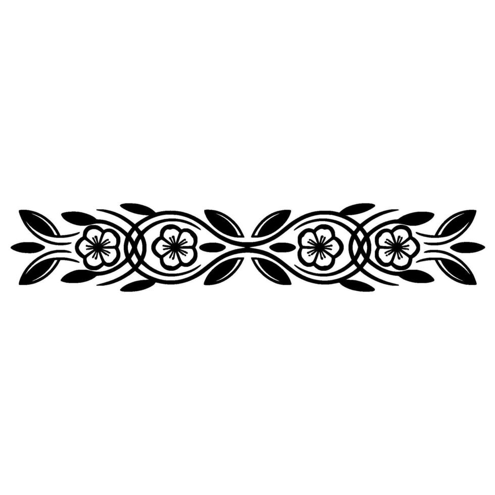 Elegant Floral Border with Repeating Flower and Leaf Pattern vector