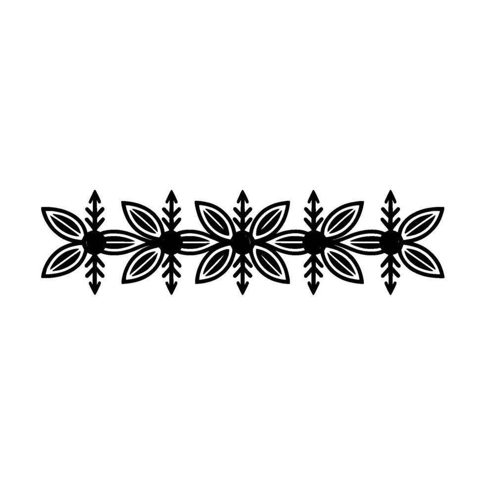 Floral Border Illustration with Black Outlines and Red Dots vector