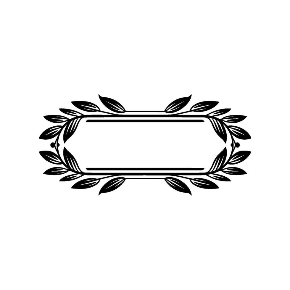 Minimalist Foliage Frame , Black White Border for Text vector