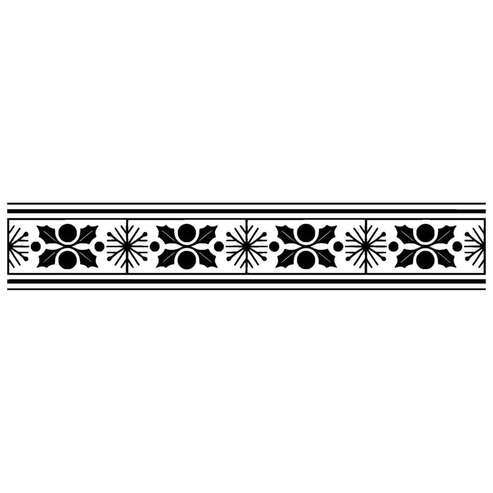 Decorative Black Border with Holly and Snowflake Elements vector