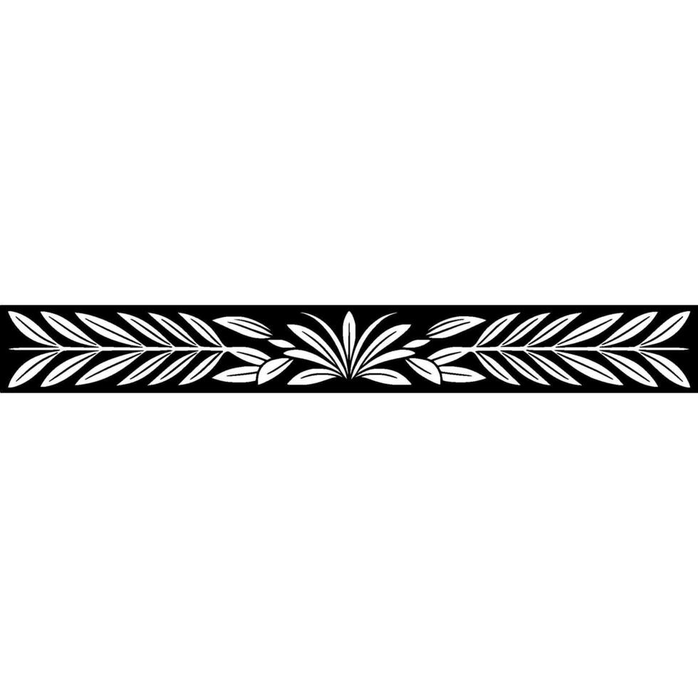 Elegant Botanical Border in Black and White, Decorative Element vector