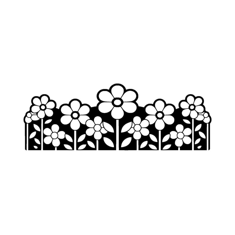 Floral Silhouette Border on White Background vector