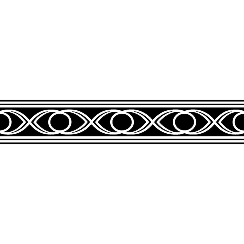 Black and White Geometric Border with Eye Motif, Decorative Element vector