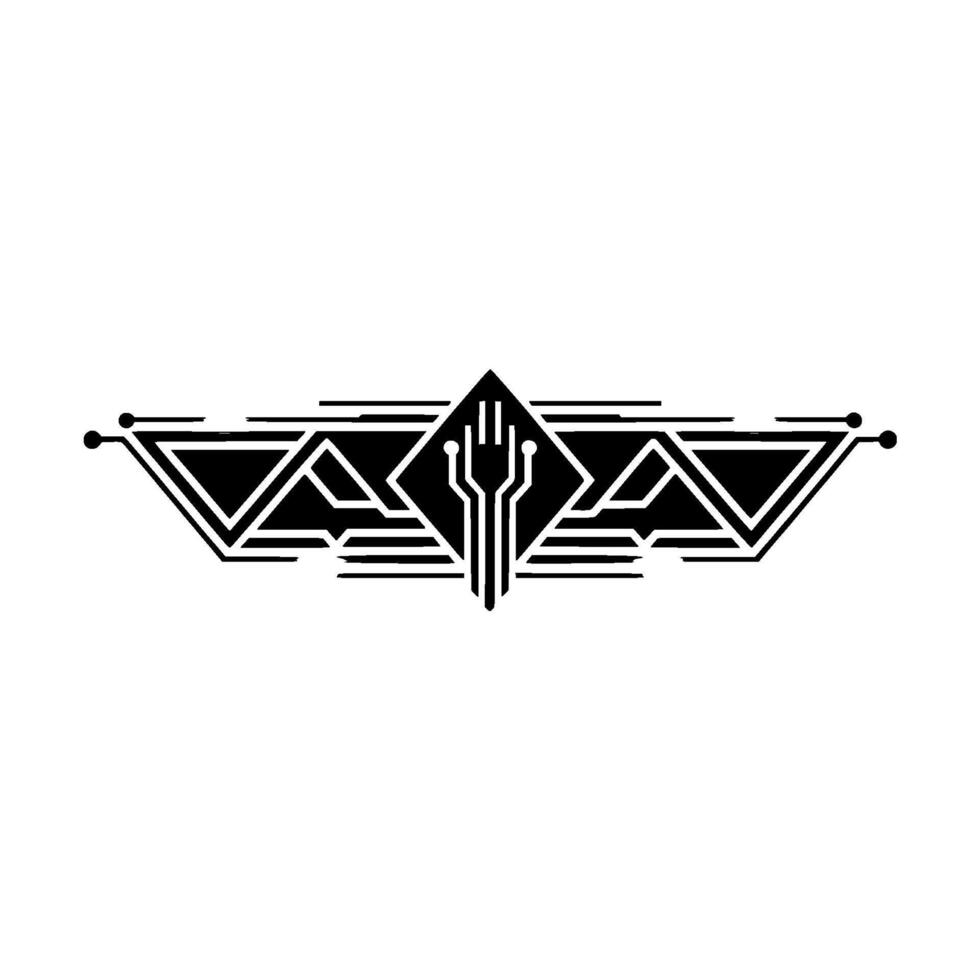 Modern Tech Geometric Circuitry in Black White vector