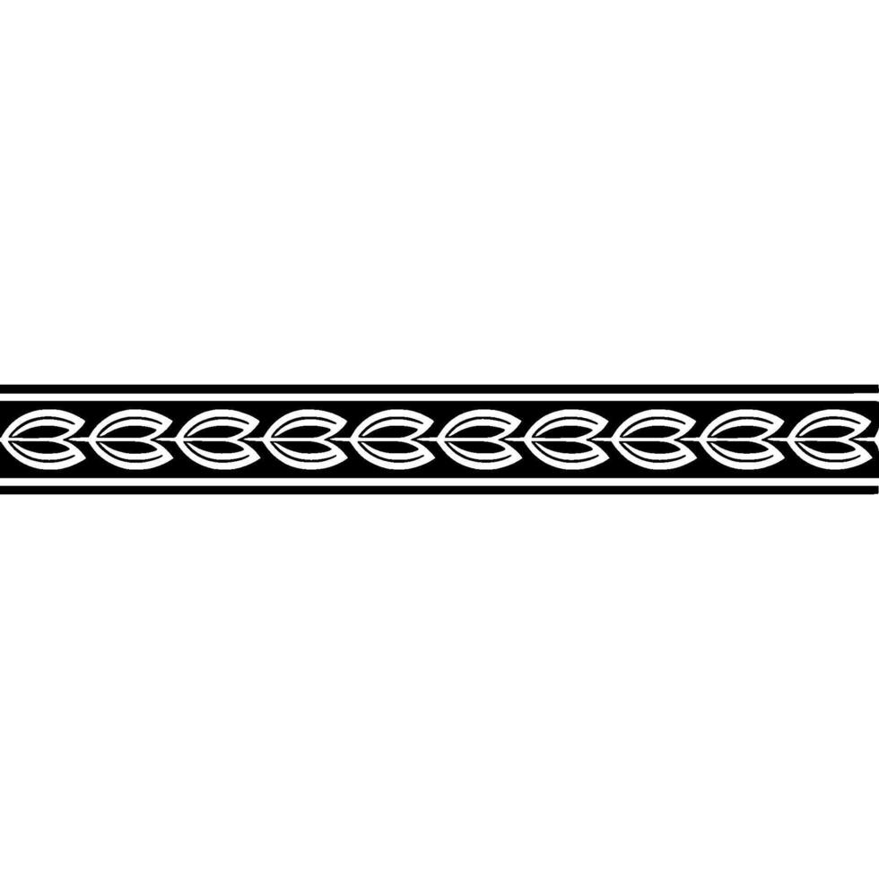 Minimalist Floral Border in Black and White, Horizontal Placement vector