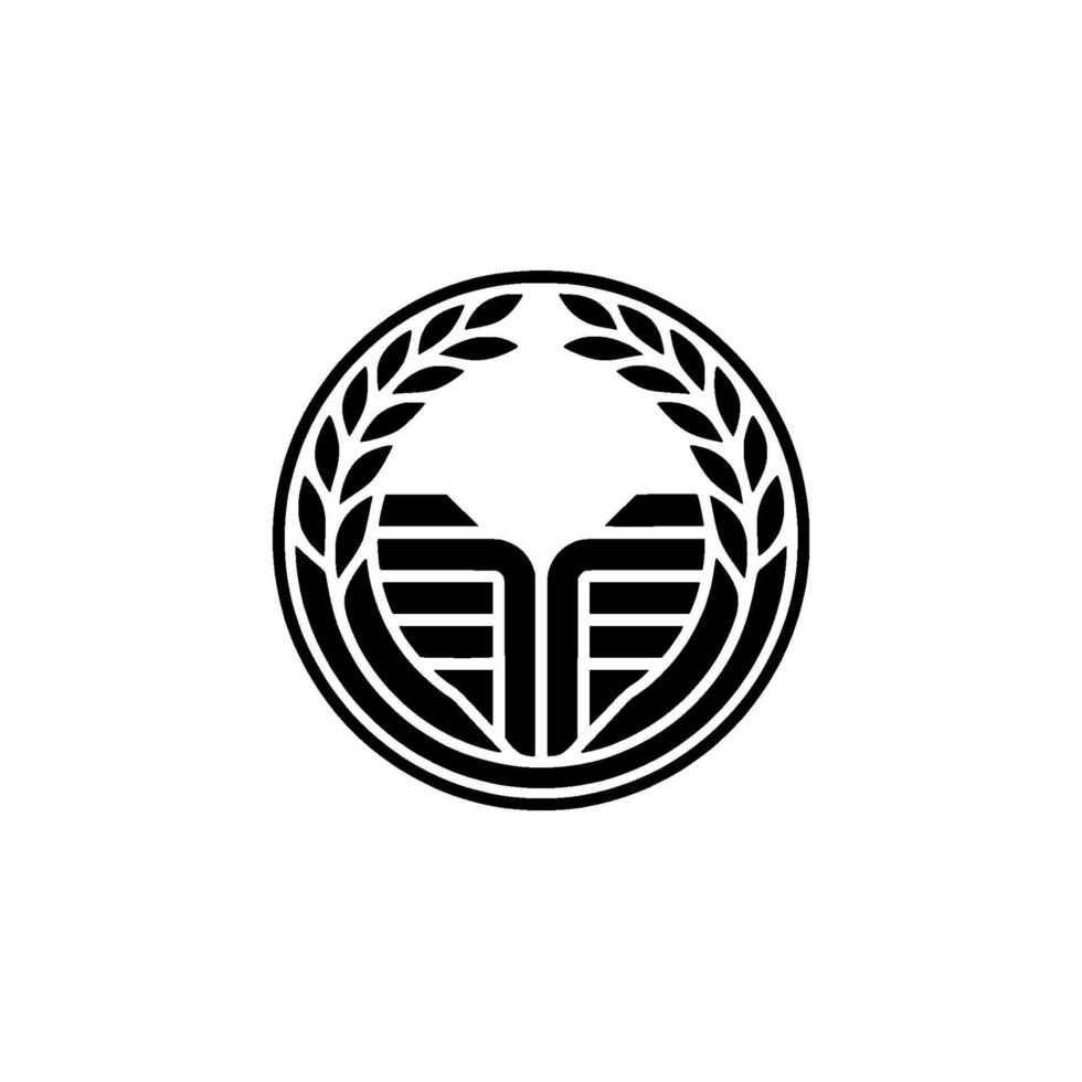 Elegant Circular with Laurel Wreath and Modern Emblem vector