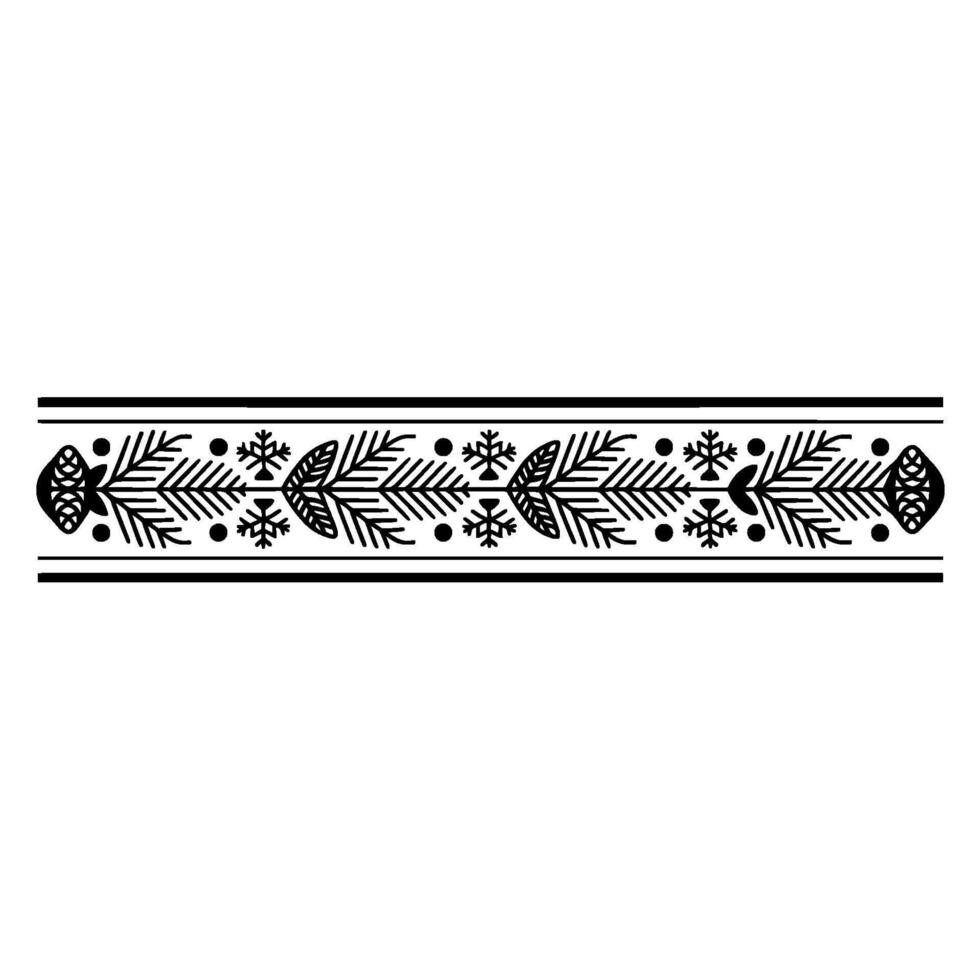 Ornate Black and White Winter Border, Minimalist Style vector