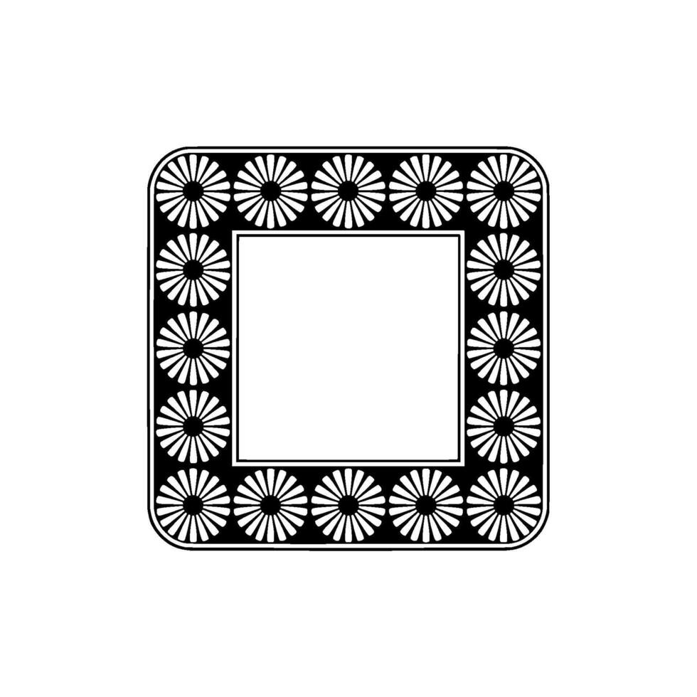 Floral Frame Square Decorative in Black and White vector