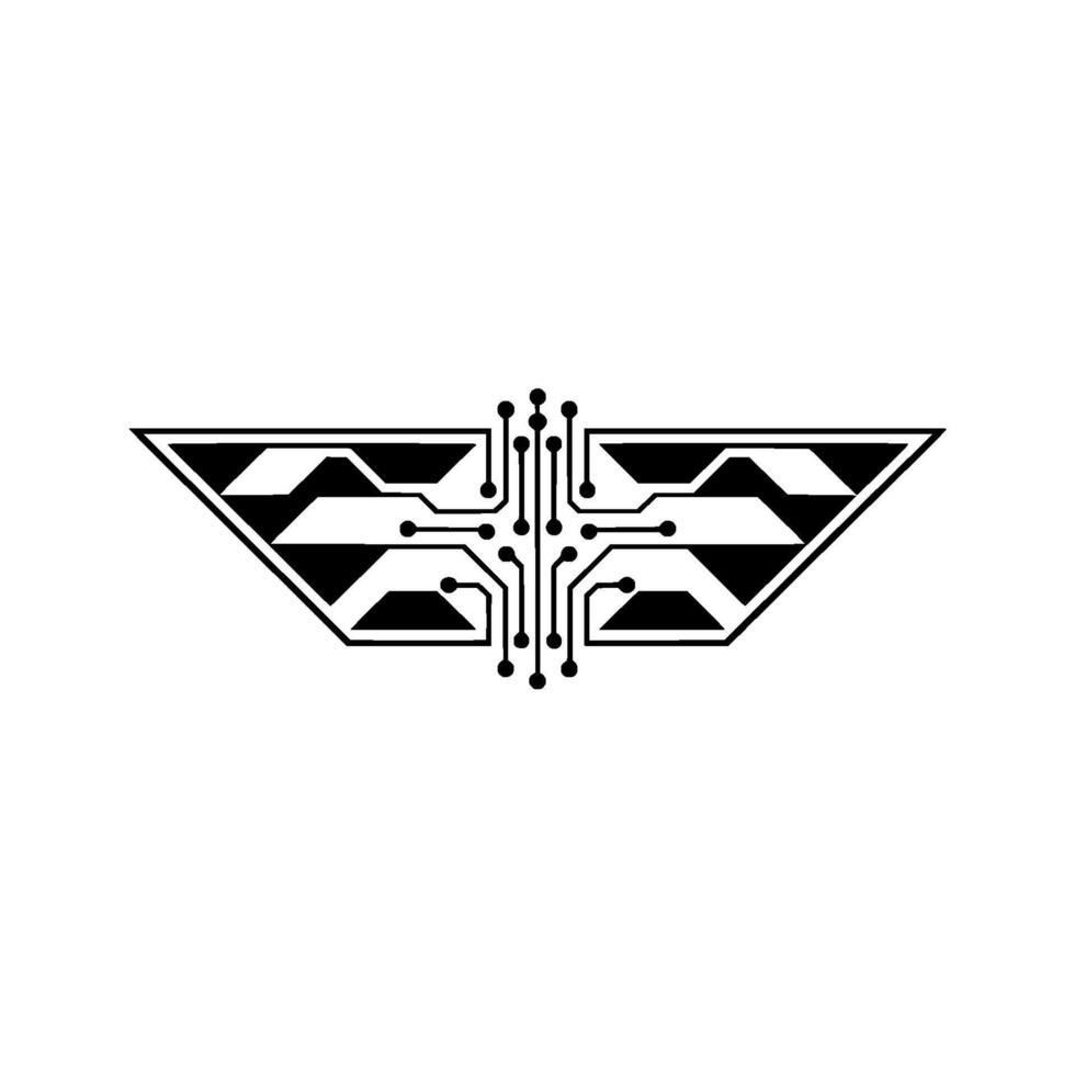 Abstract Circuit Board , Minimalist Tech Wings vector