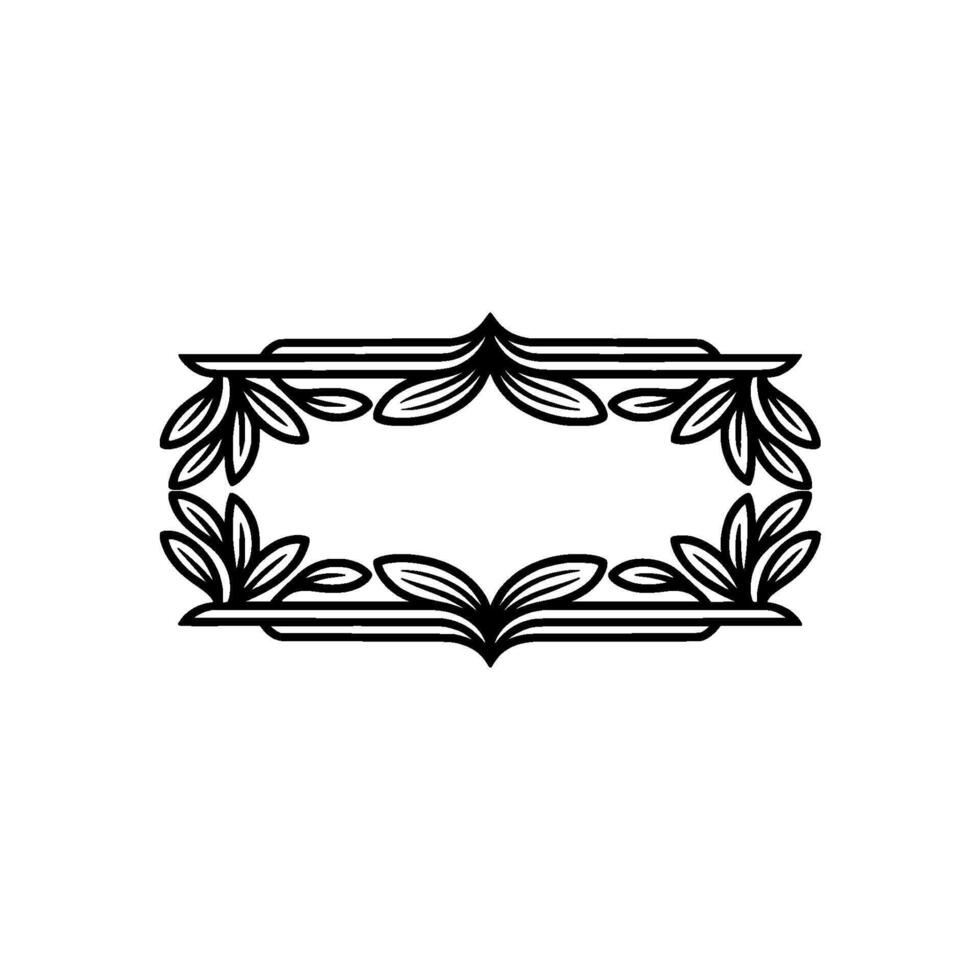 Elegant Black Leaf Frame on Light Background vector
