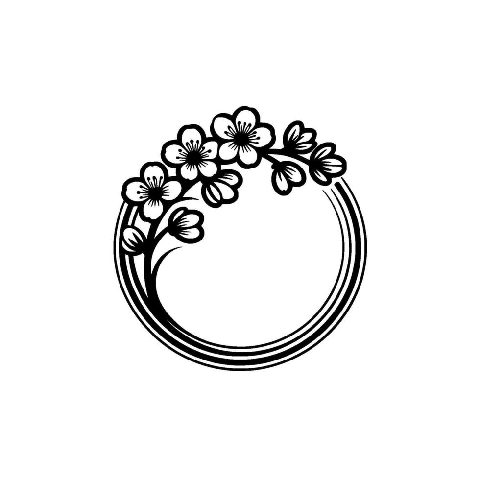 Minimalist Floral Wreath , Black White, for Logos Branding vector