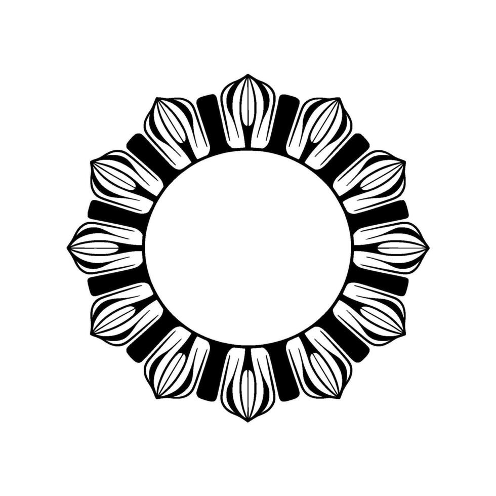 Floral Mandala Frame, Elegant Black and White , Empty Center vector