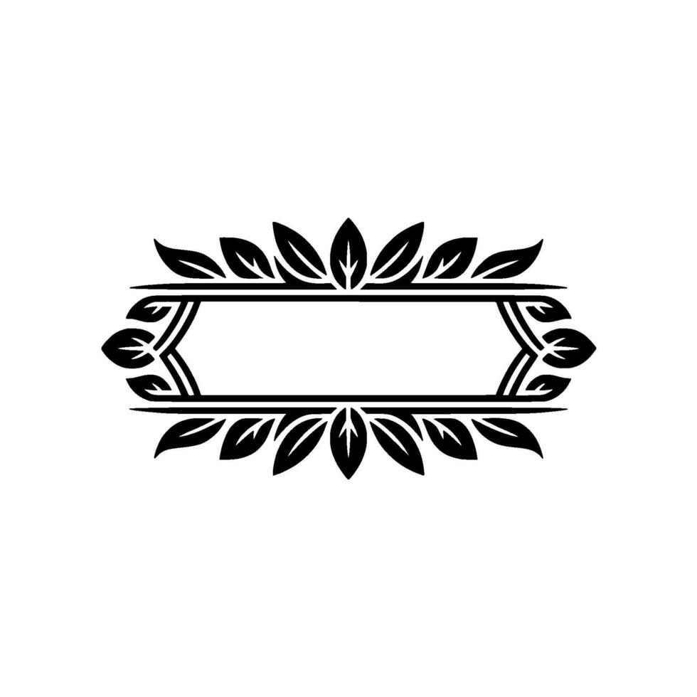 Elegant Botanical Frame in Black White for Invitations Logos vector
