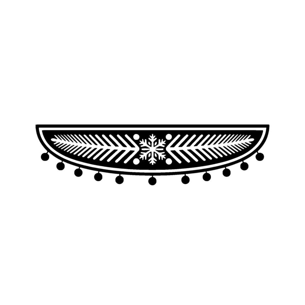 Black and White Winter Ornament with Snowflake, Decorative Elements vector