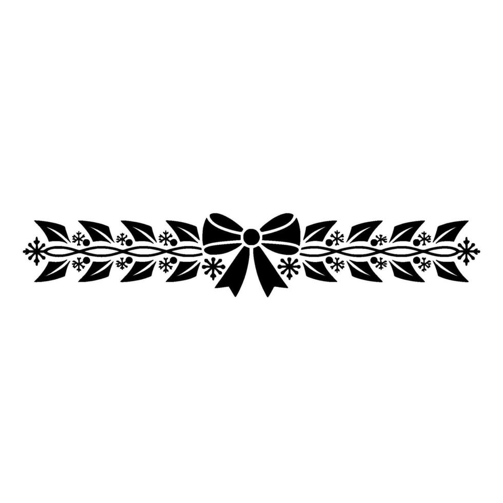 Elegant Christmas Bow and Foliage Border vector