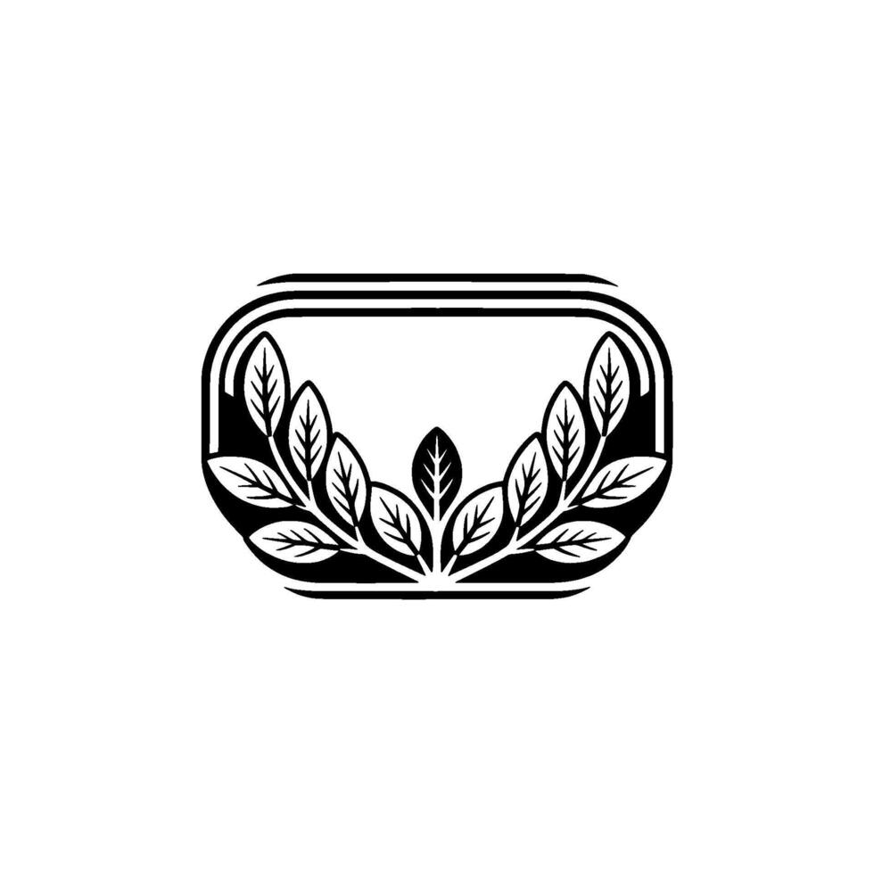 Minimalist Botanical Emblem Leaves Frame on Cream Background vector