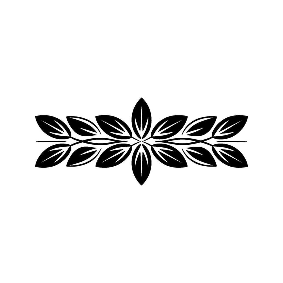 Floral Ornamental Divider Elegant Black Leaf Motif on White Background vector
