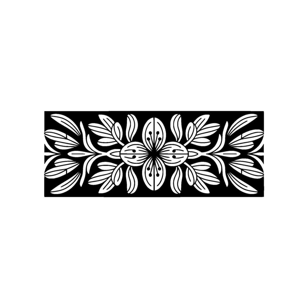 Decorative Floral Border, Illustration, Black and White vector