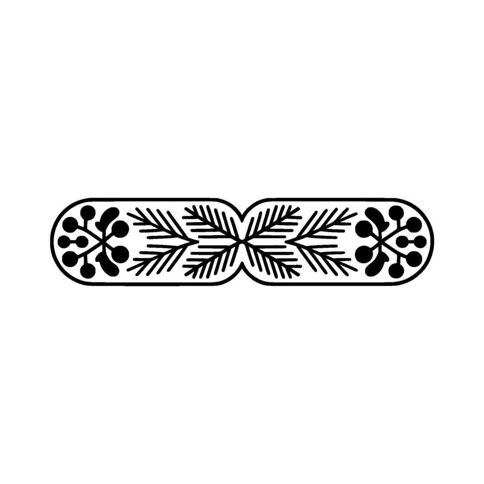 Minimalist Botanical Ornament in Black on White, Abstract vector