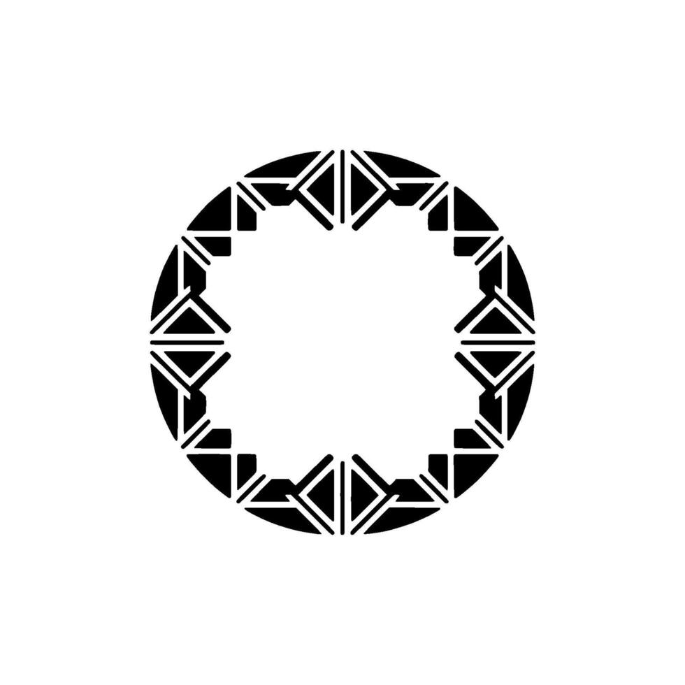 Minimalist Geometric Circle Ornament in Black, Clean vector