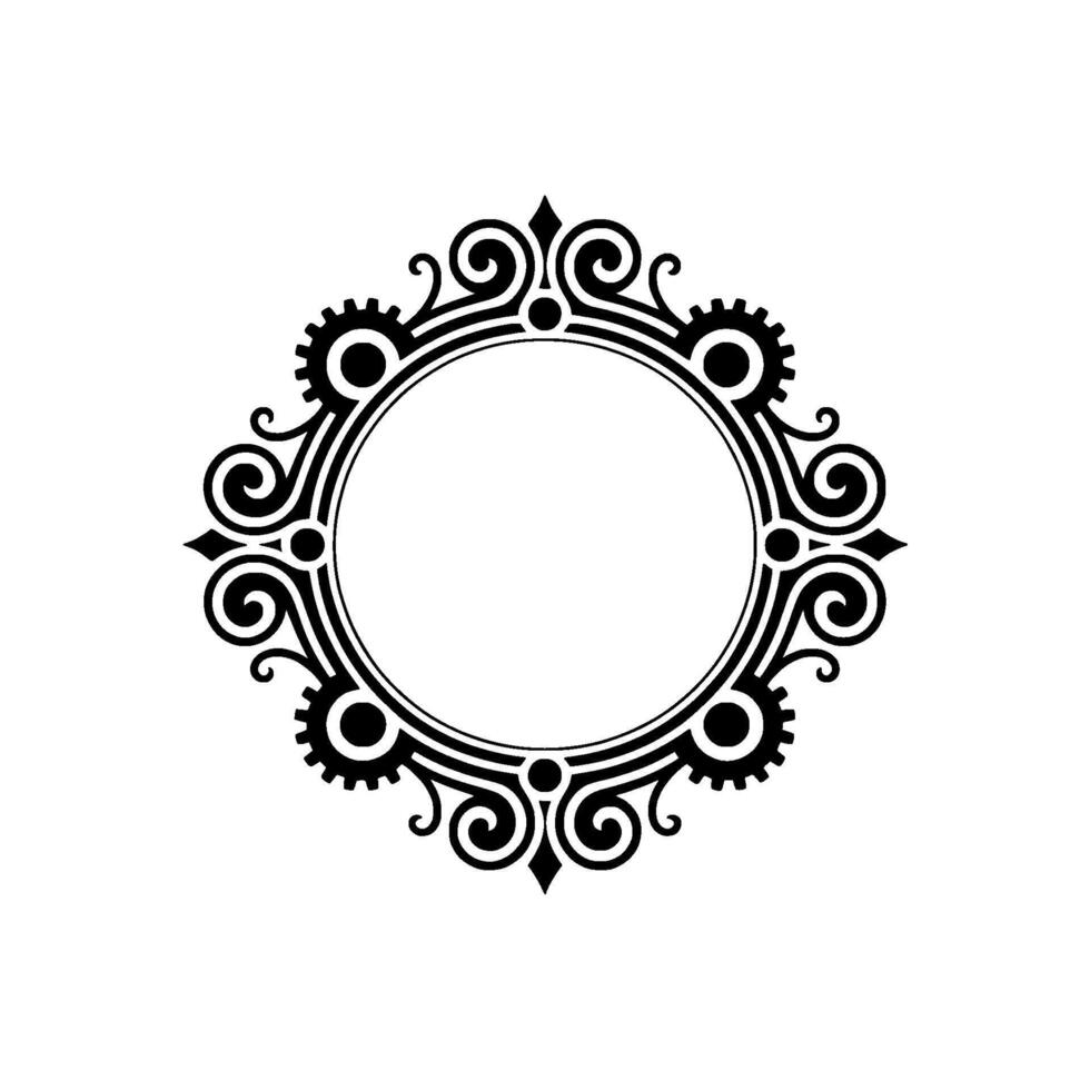 Elegant Black and White Circular Decorative Frame, Ornamental vector