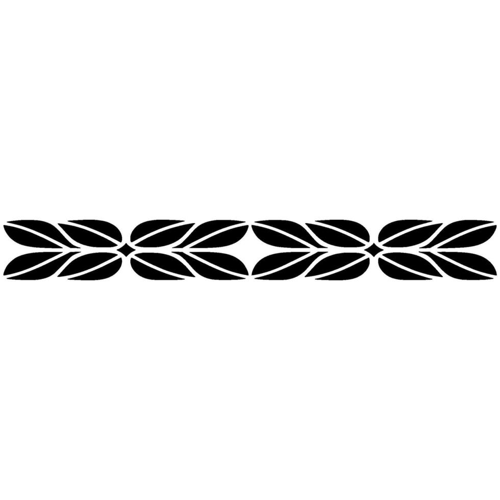 Minimalist Floral Border, Black Leaf Pattern on White, Illustration vector