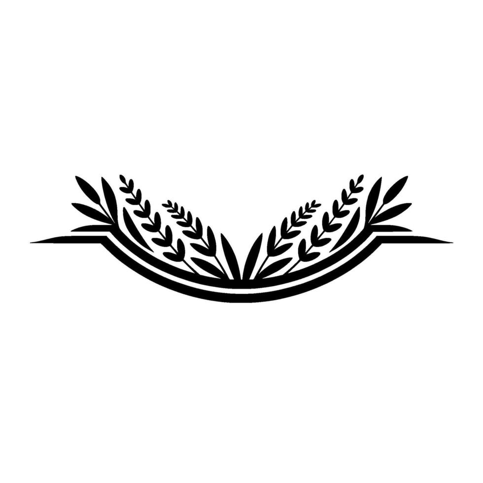 Elegant Black Botanical Wreath Ornament on White, Minimalist vector