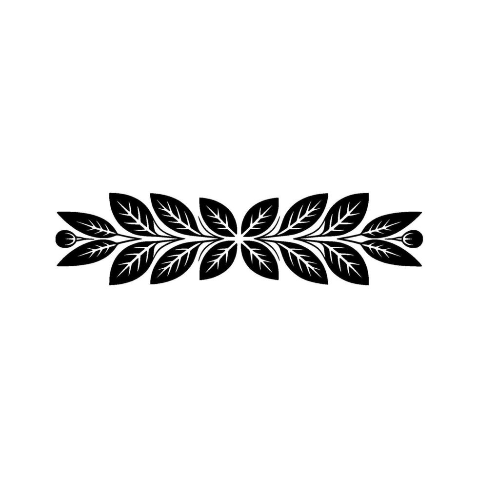 Elegant Black Leafy Floral Border on White, Decorative vector