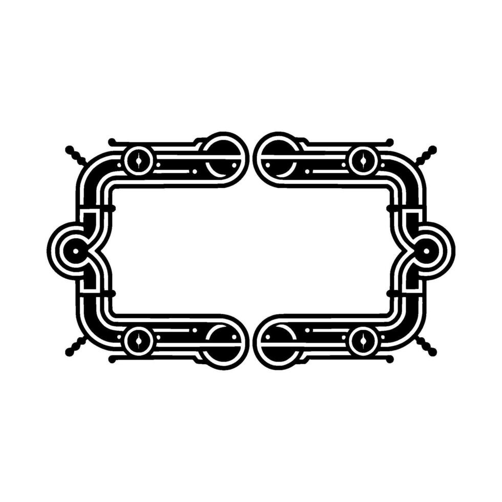 Steampunk Frame Decorative Black and White Border with Ornamental vector