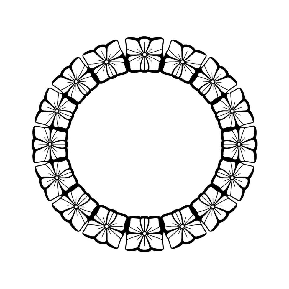 Black Floral Wreath on White Elegant, Minimalist vector