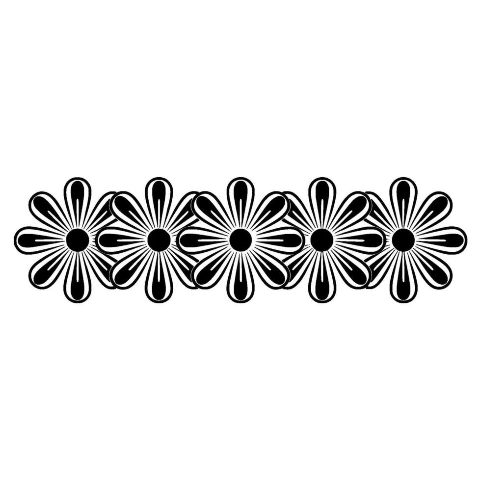 Minimalist Floral Ornament Black White Daisy Pattern on White Background vector