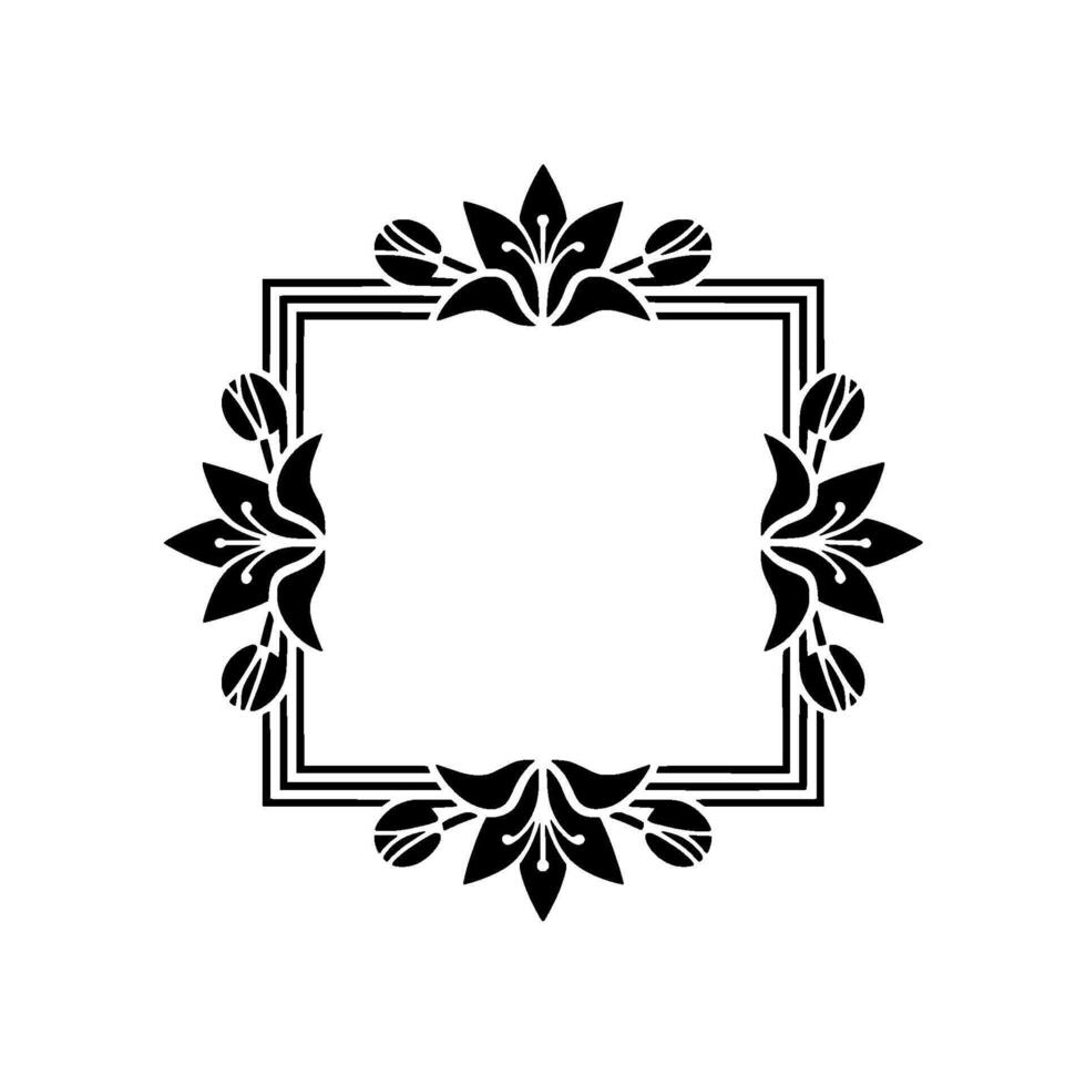 Elegant Floral Frame with Black and White vector