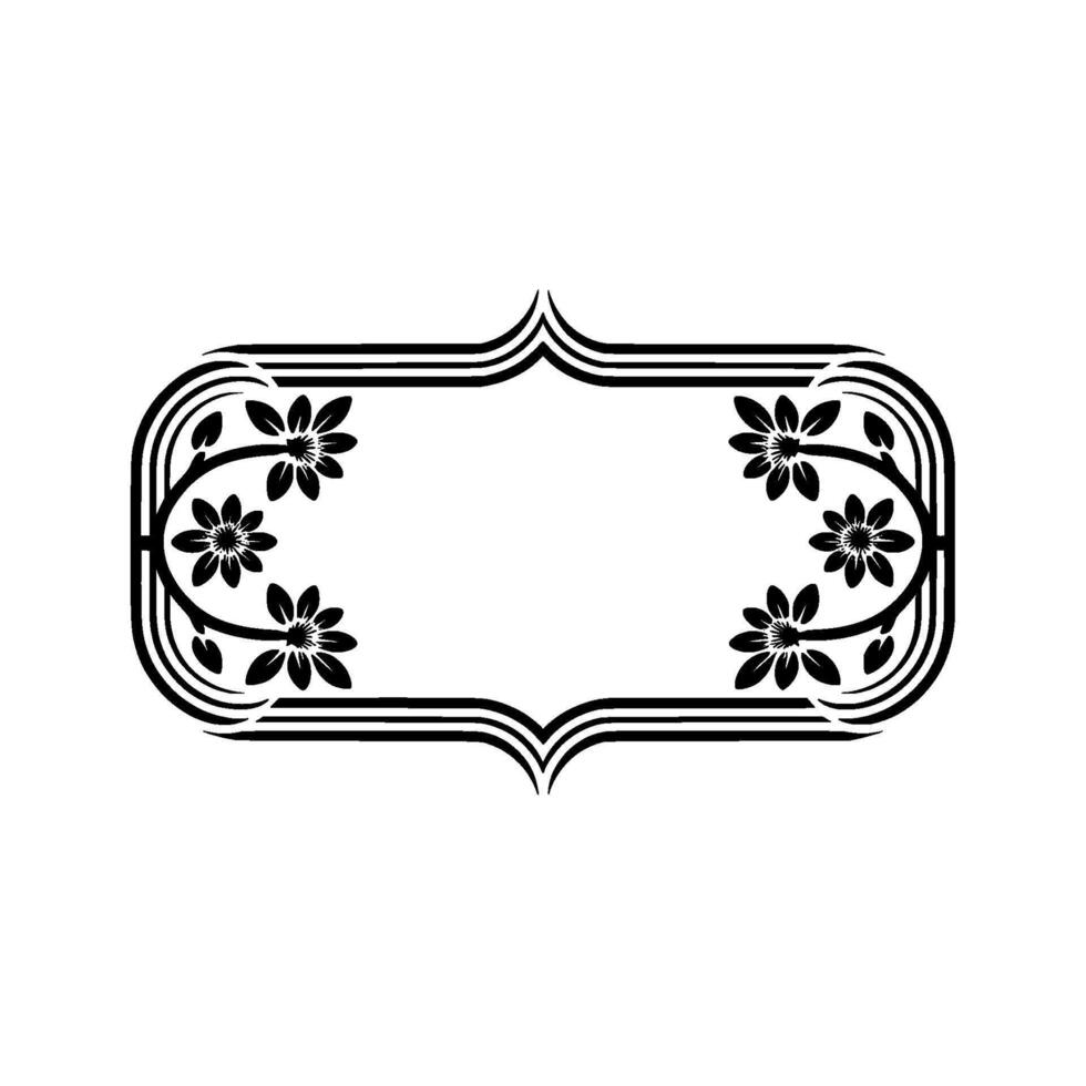 Elegant Floral Frame , Black and White, Ornamental Border, vector