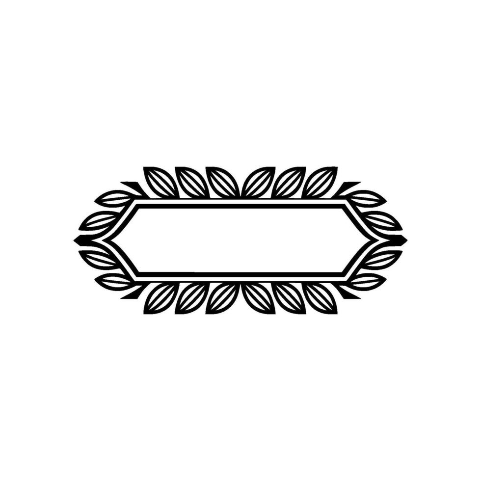 Elegant Foliage Frame Template, Minimalist Black on White vector