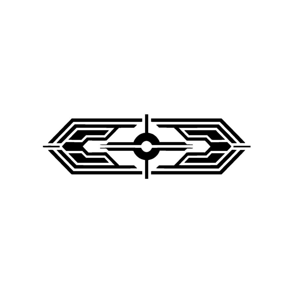 Futuristic Tech Symbol, Minimalist , Black and White vector