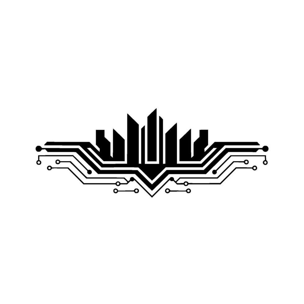 Tech Metropolis Minimalist Circuit Board Cityscape vector