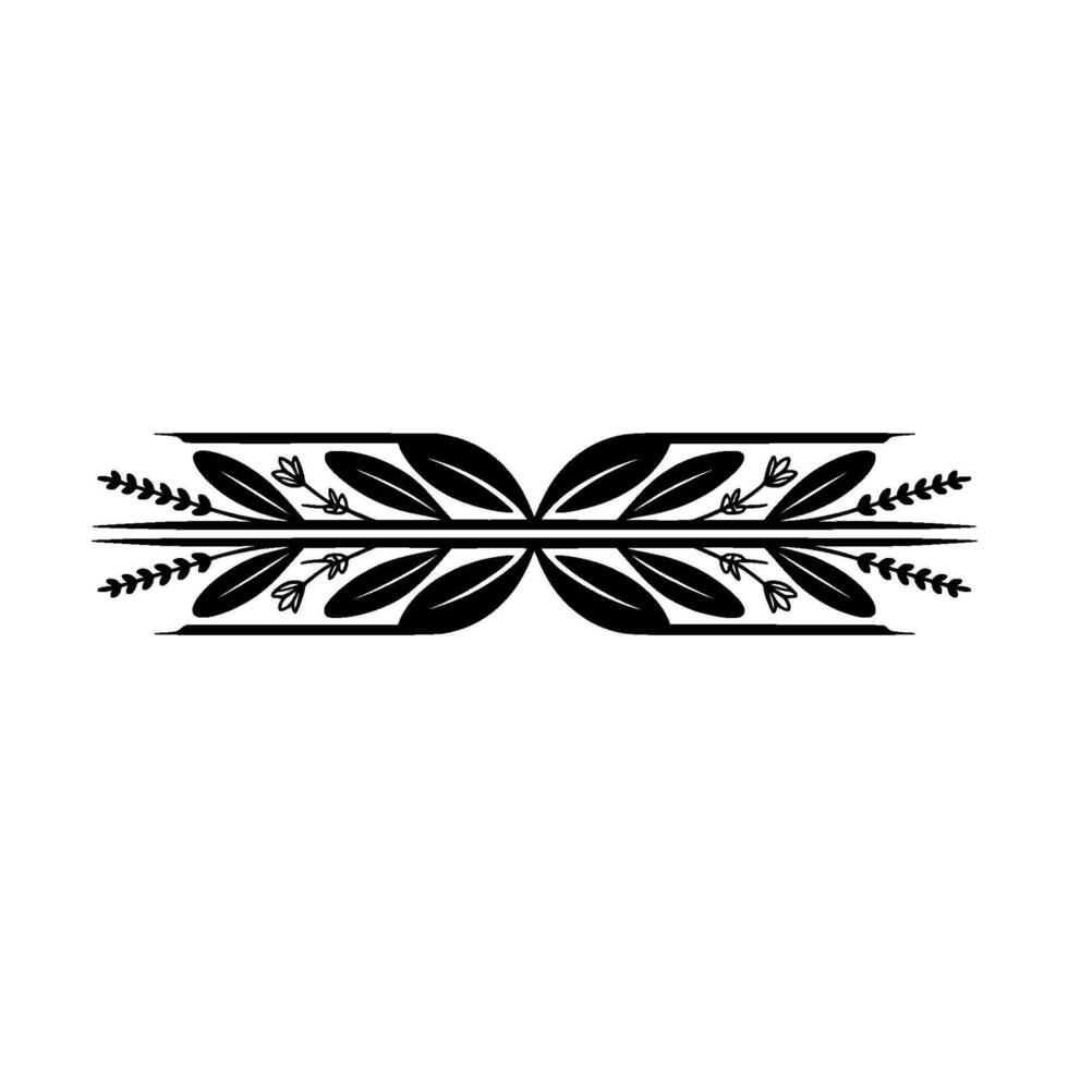 Elegant Botanical Divider Black Leaves Floral Elements on White vector