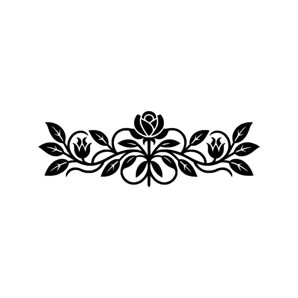 Floral Ornament Elegant Black Rose and Leaf vector