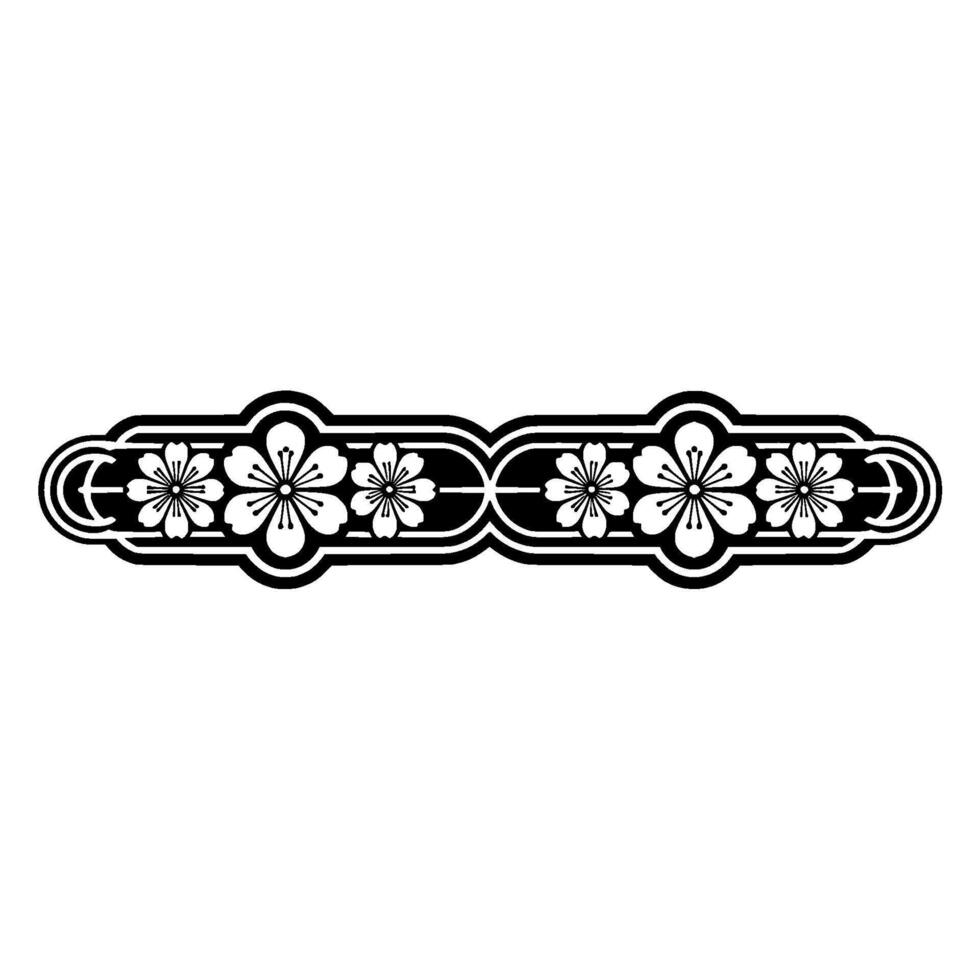 Minimalist Floral Ornament Black and White Japanese Sakura Pattern vector