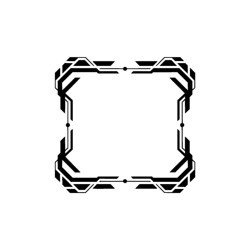 Minimalist Tech Frame in Black and White, Futuristic vector