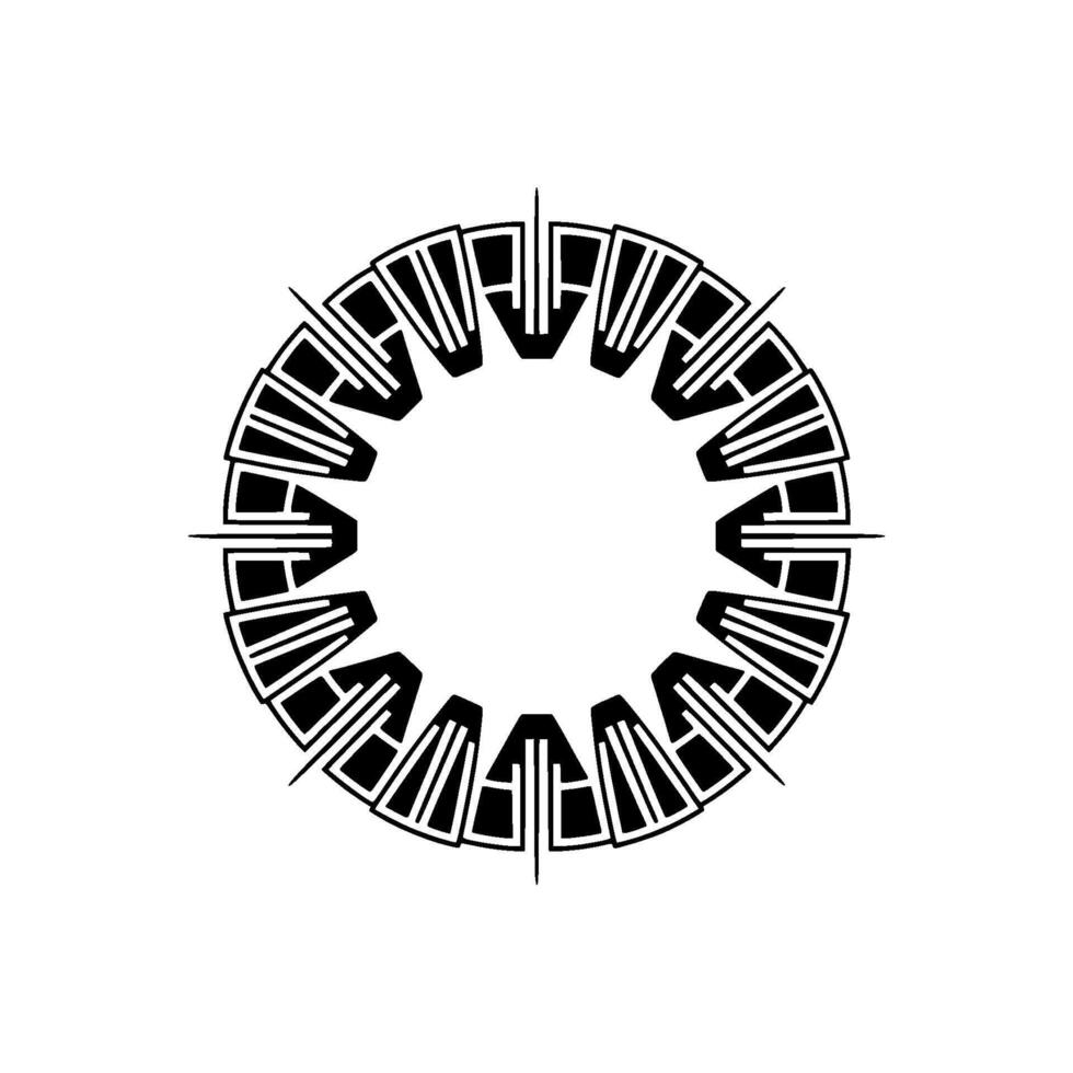 Geometric Art Deco Circle Element, Black White, Minimalist vector