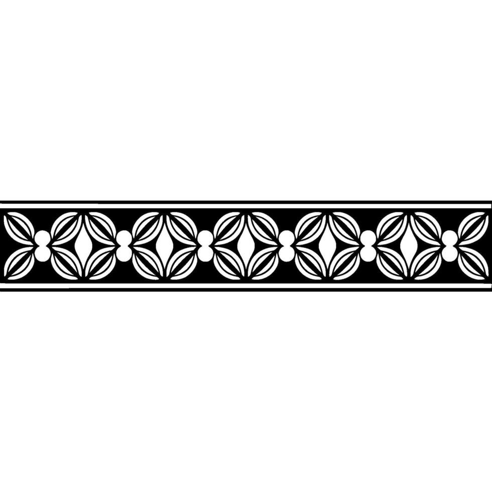 Elegant Black and White Floral Border , Decorative Element, Repeating Pattern vector