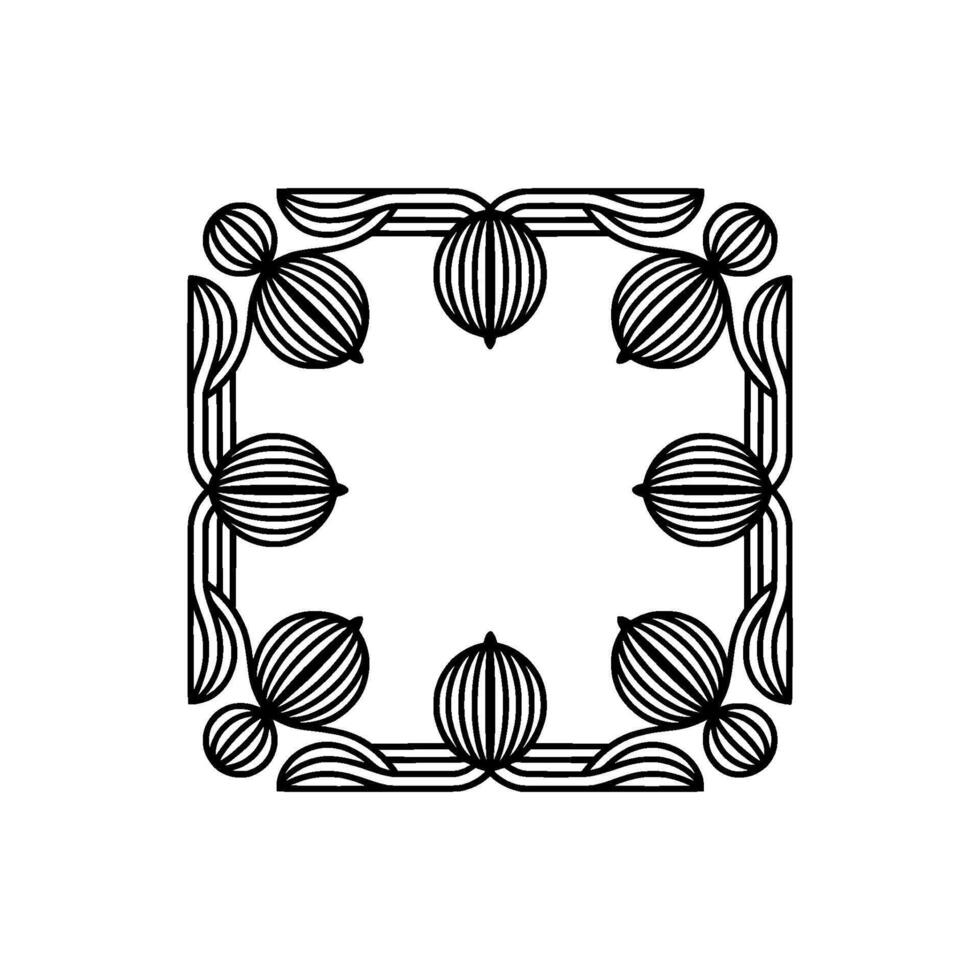 Minimalist Geometric Frame with Striped Orb Black and White vector