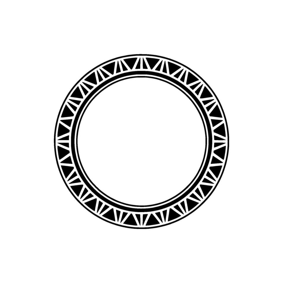Decorative Geometric Circle Frame with Triangle Pattern on White vector