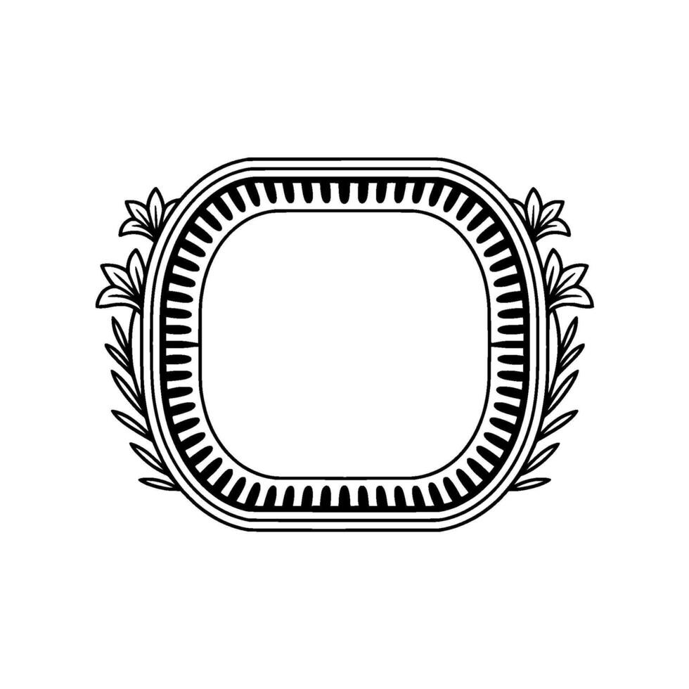 Ornate Black and White Floral Frame, Clean Element vector