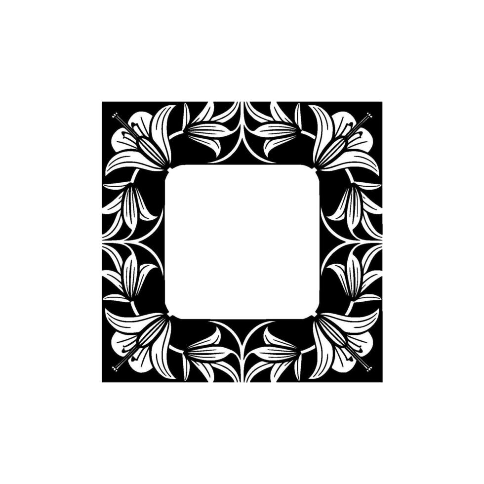 Art Nouveau Lily Frame on White, Elegant Floral vector