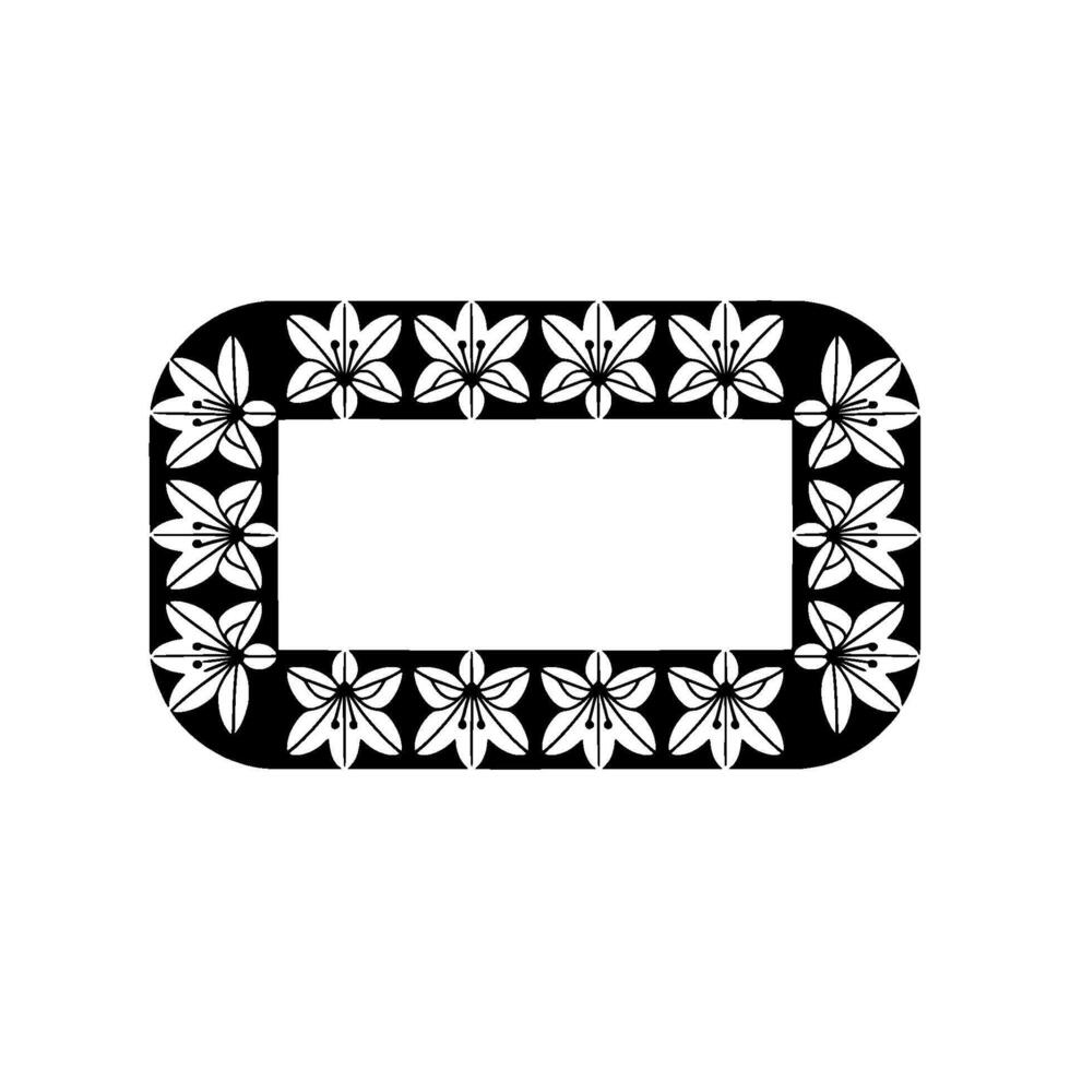 Black Floral Border on White, Decorative Frame, Elegant Illustration vector