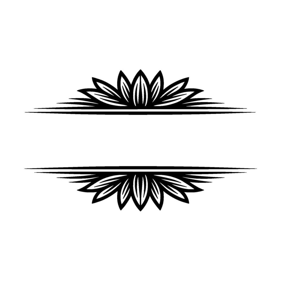 Decorative Floral Element Frame, Black and White , Minimalist vector
