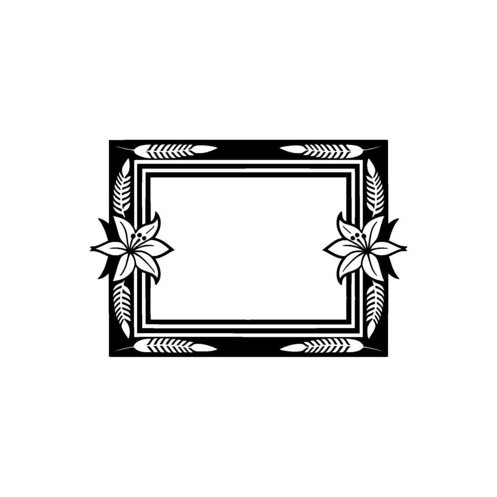 Elegant Floral Frame Illustration Black and White Decorative Border vector