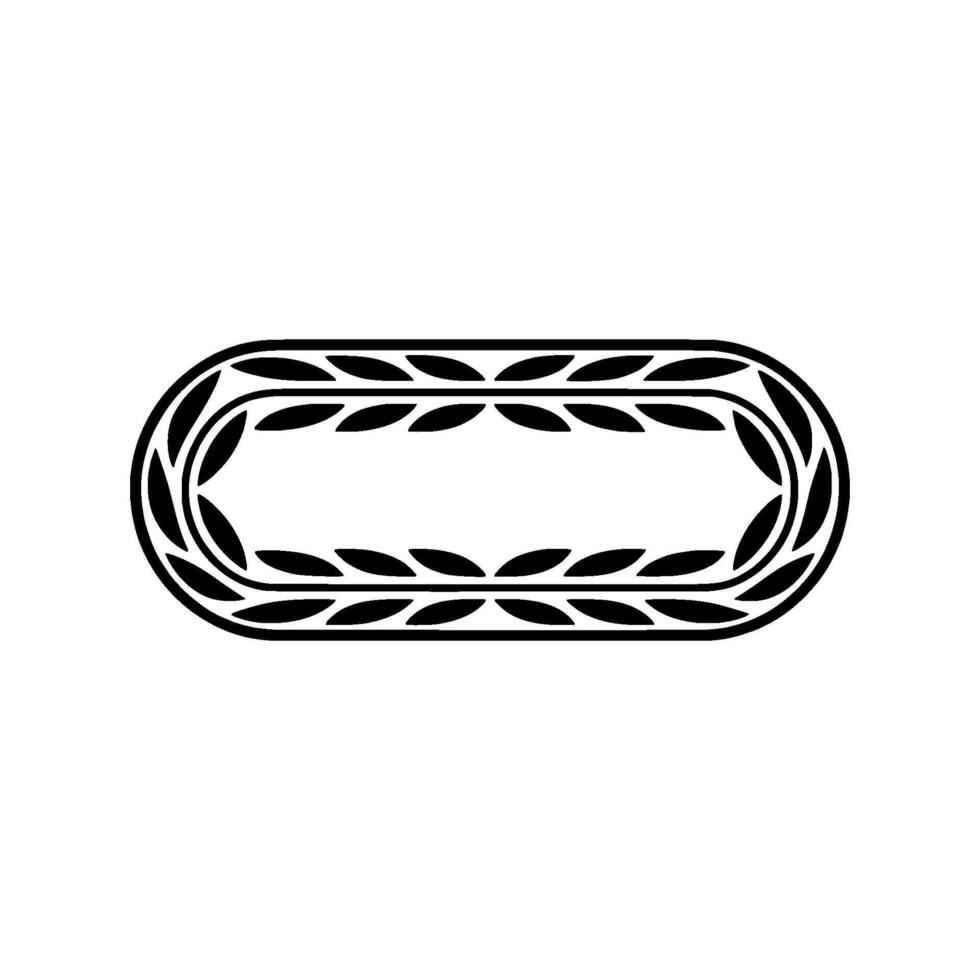 Minimalist Oval Frame with Leaf Motif Monochromatic vector